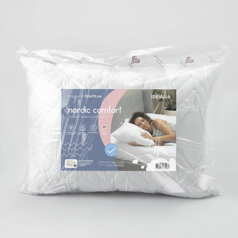 Подушка 40х60 см NORDIC COMFORT+ IDEIA антиалергенна з блискавкою холлофайбер