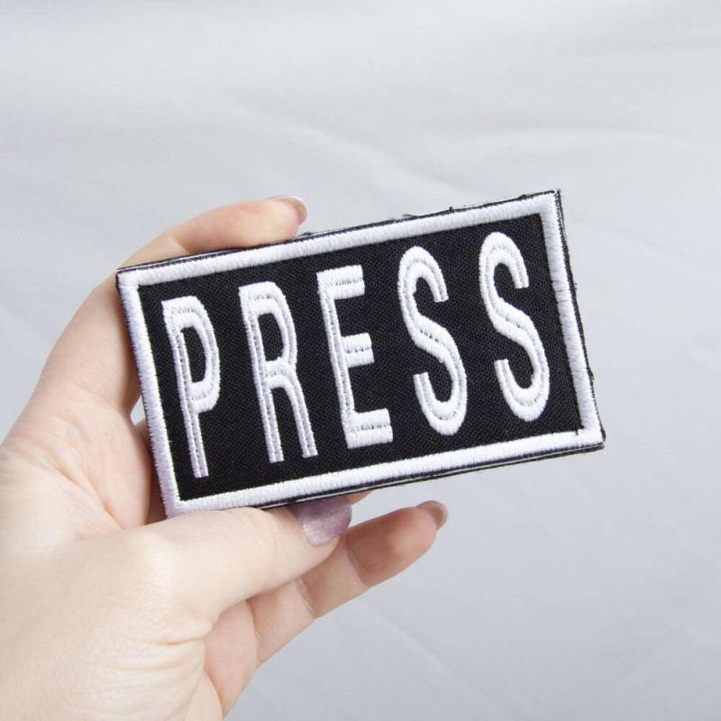 Шеврон на липучці для журналістів Преса Press 5х9 см вишитий патч нашивка для працівників медіа та ЗМІ