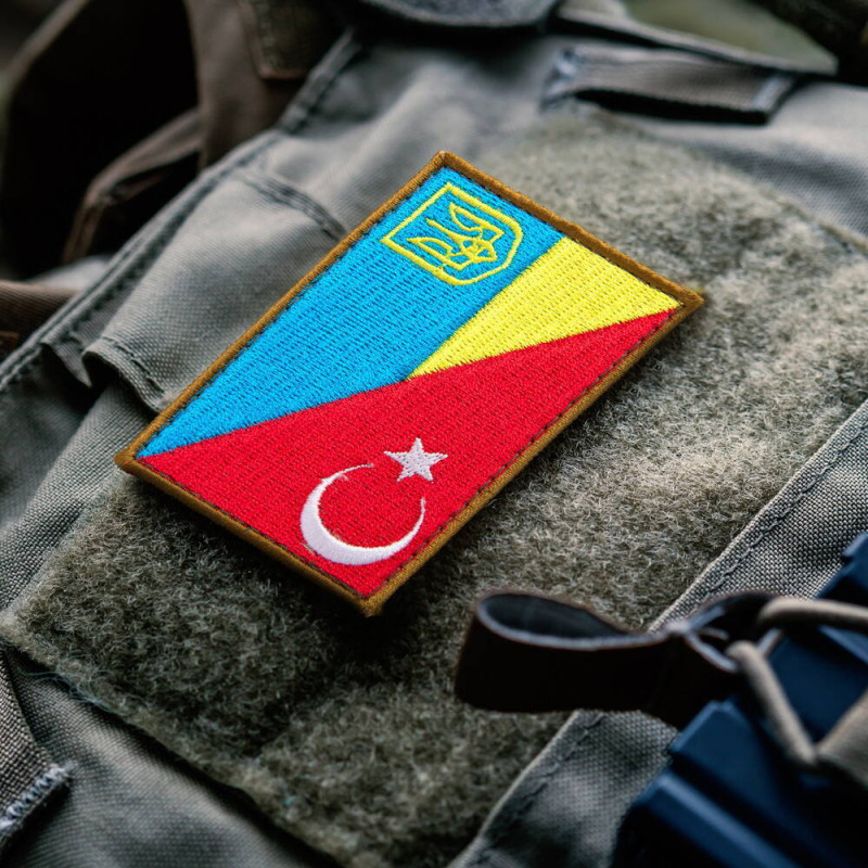 Набір шевронів 2 шт на липучці прапор Туреччини та України 5х8 см вишитий патч нашивка Туреччина та Україна