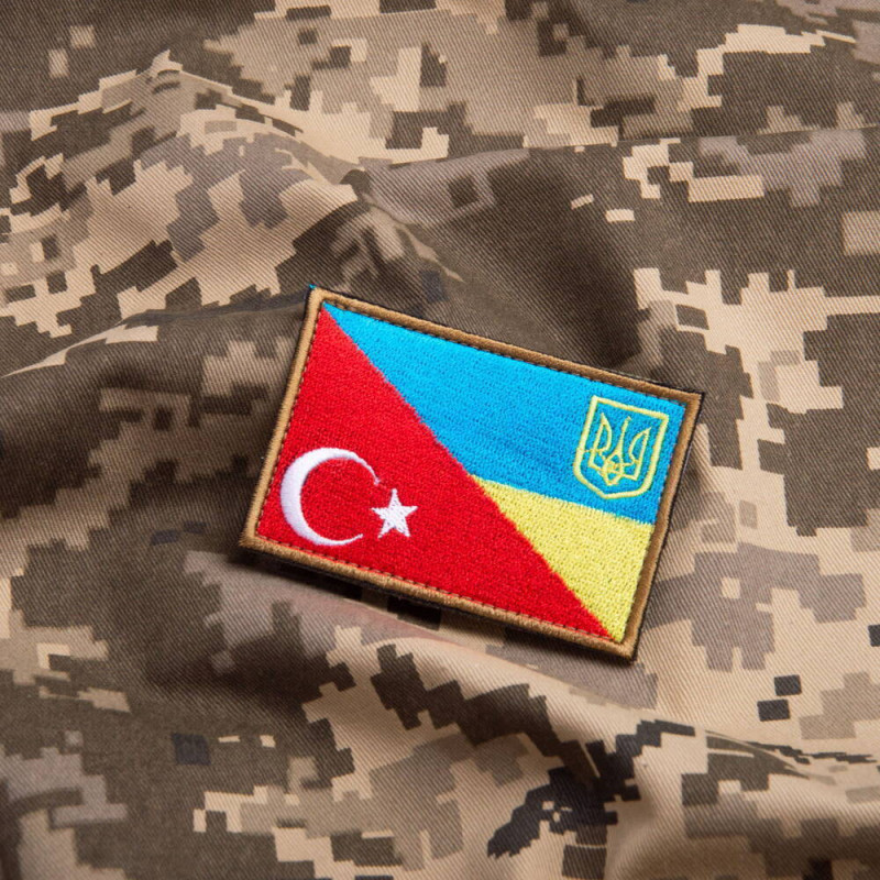 Набір шевронів 2 шт на липучці прапор Туреччини та України 5х8 см вишитий патч нашивка Туреччина та Україна