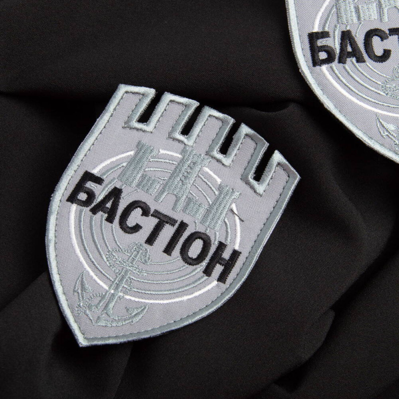 Шеврон на липучці Бастіон 9х12 см вишитий патч нашивка сірий