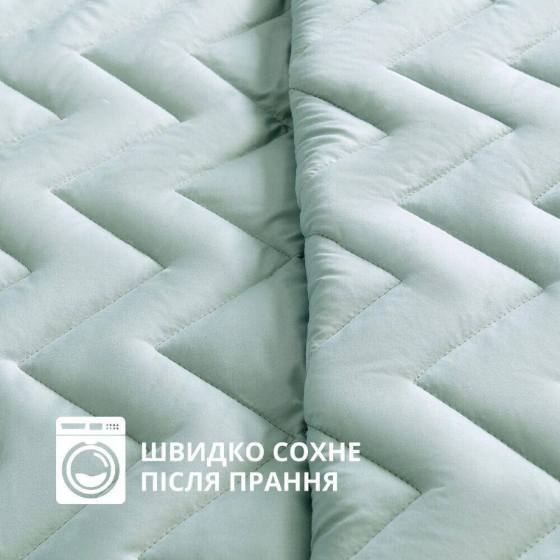 Покривало 220х240 см IDEIA стьобане двостороннє якісна стібка мікрофібра на ліжко, диван мята сіре