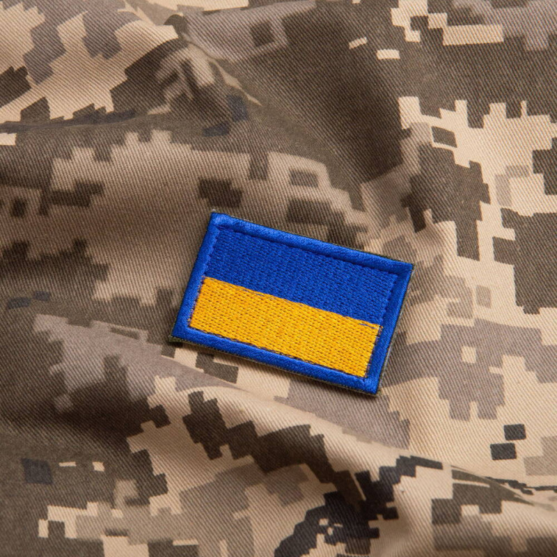 Шеврон на липучці Прапор України 3,5х5,3 см вишитий патч нашивка