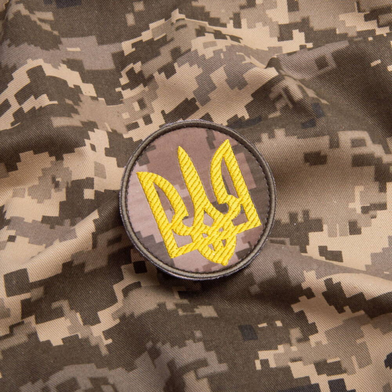 Шеврон на липучці Тризуб круглий 7 см вишитий патч нашивка