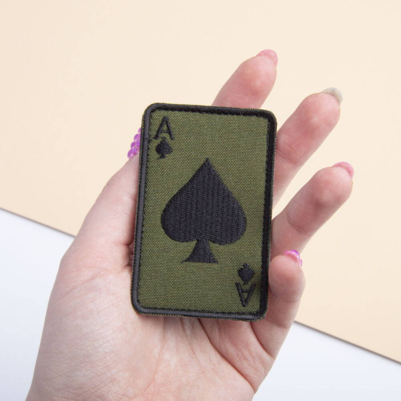 Шеврон на липучці Карта Туз Пік Ace of Spades 5х8 см вишитий патч нашивка
