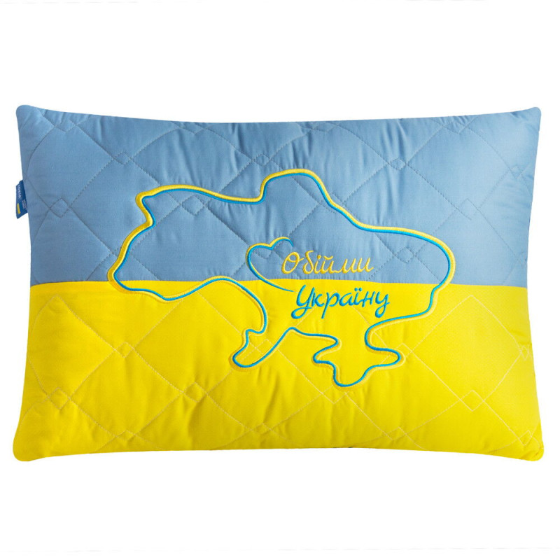 Подушка декоративна 45х65 см IDEIA Обійму Україну патріотична жовто-синя антиалергенна з вишивкою