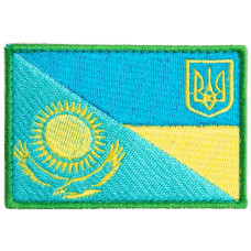 Шеврон на липучці прапор України та Казахстану Україна та Казахстан 5,5х8 см вишитий патч