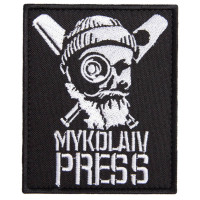 Шеврон на липучці для журналістів MYKOLAIV PRESS 7х8,5 вишитий патч нашивка для працівників медіа та ЗМІ