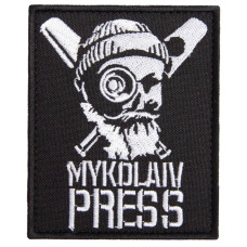 Шеврон на липучці для журналістів MYKOLAIV PRESS 7х8,5 вишитий патч нашивка для працівників медіа та ЗМІ