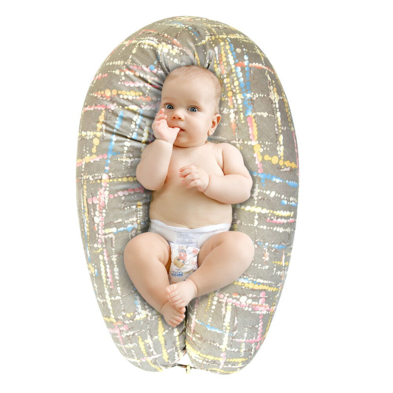 Подушка для годування та вагітних U-подібної форми 30х190 см PAPAELLA антиалергенна з блискавкою беж бавовна