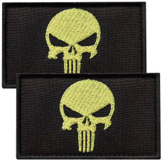 Набір шевронів 2 шт з липучкою PUNISHER Череп Каратель 5х8 см жовтий вишитий патч нашивка шеврон Каратель