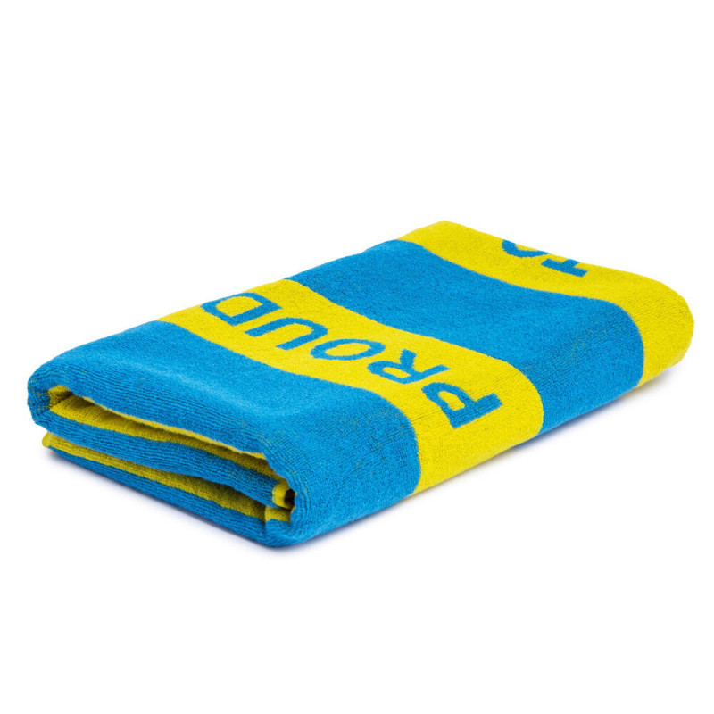 Махровий рушник "Україна" 70х140 см, щільність 450 г/м², з написом "Гордий бути українцем", сувенірний подарунок