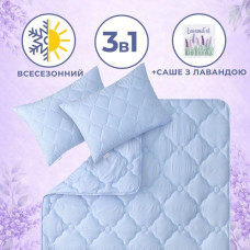 Набір Лаванда євро IDEIA ковдра 200х220 см + 2 подушки 50х70 см антиалергенна всесезонна з лавандою