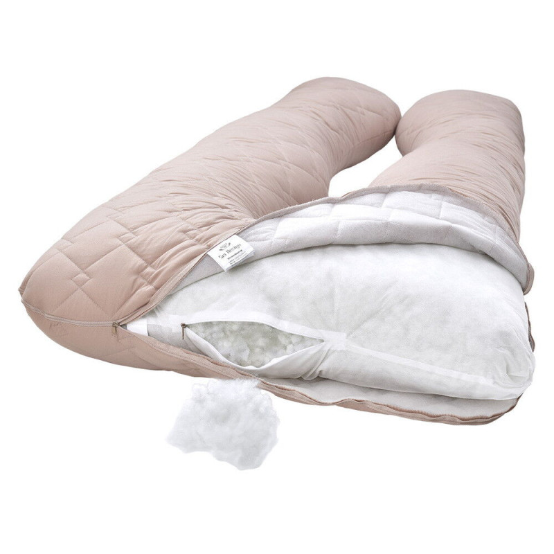 Подушка для сну та відпочинку 75х140х20 см U-shape підкова Соня беж антиалергенна з блискавкою для зручності сну