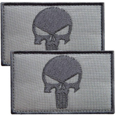 Набір шевронів 2 шт з липучкою Череп Карателя Punisher сірий 5х8 см вишитий патч нашивка шеврон