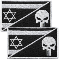 Набір шевронів 2 шт на липучці Ізраїль та Череп Карателя Punisher 5х8 см патч нашивка Ізраїлю та Каратель