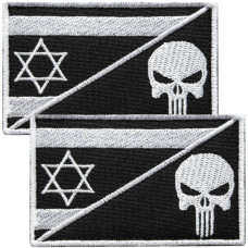 Набір шевронів 2 шт на липучці Ізраїль та Череп Карателя Punisher 5х8 см патч нашивка Ізраїлю та Каратель
