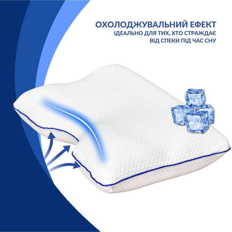 Подушка ортопедична 58х42х13 см IDEIA контурна меморі вісколастик піна з ефектом пам'яті з наволочкою на блискавці