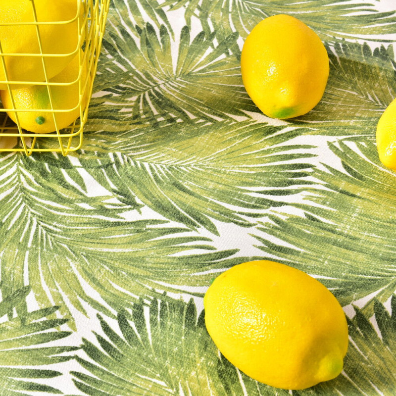 Скатертина 140х170 см з плямо та водовідштовхувальним просоченням IDEIA бавовна папороть олива