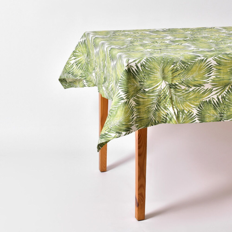 Скатертина 140х170 см з плямо та водовідштовхувальним просоченням IDEIA бавовна папороть олива