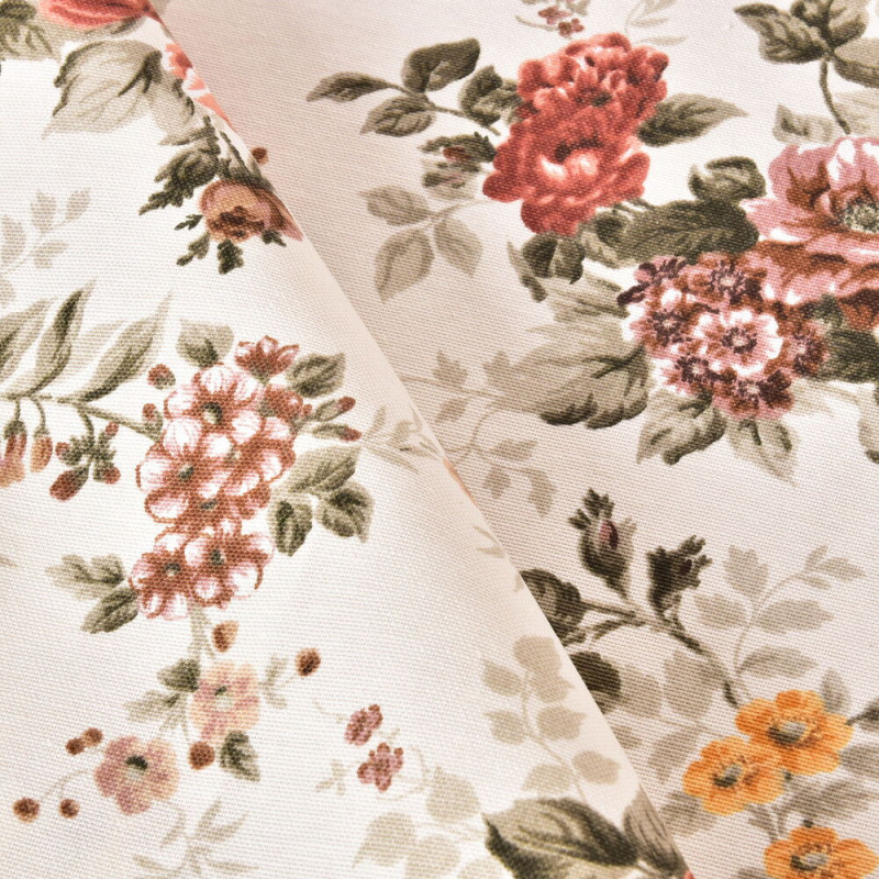 Скатертина IDEIA 140х170 см бавовняна скатертина з водовідштовхувальним покриттям, бежевий принт Квіти