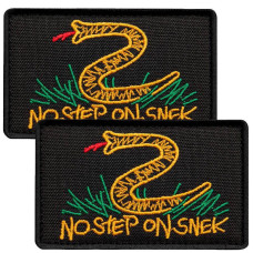 Набір шевронів 2 шт з липучкою No step on snek чорний 5х8 см Не наступай на змію патч Змія
