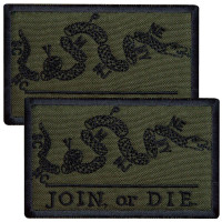 Набір шевронів 2 шт з липучкою JOIN or DIE хакі 5х8 см, Приєднуйся або умри, вишитий патч нашивка шеврон