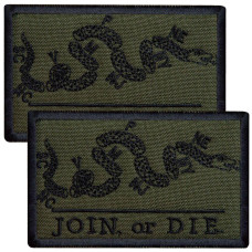 Набір шевронів 2 шт з липучкою JOIN or DIE хакі 5х8 см, Приєднуйся або умри, вишитий патч нашивка шеврон