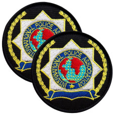 Набір шевронів 2 шт. з липучкою кокарда Police Association на чорному 7 см, Поліція, вишитий патч нашивка