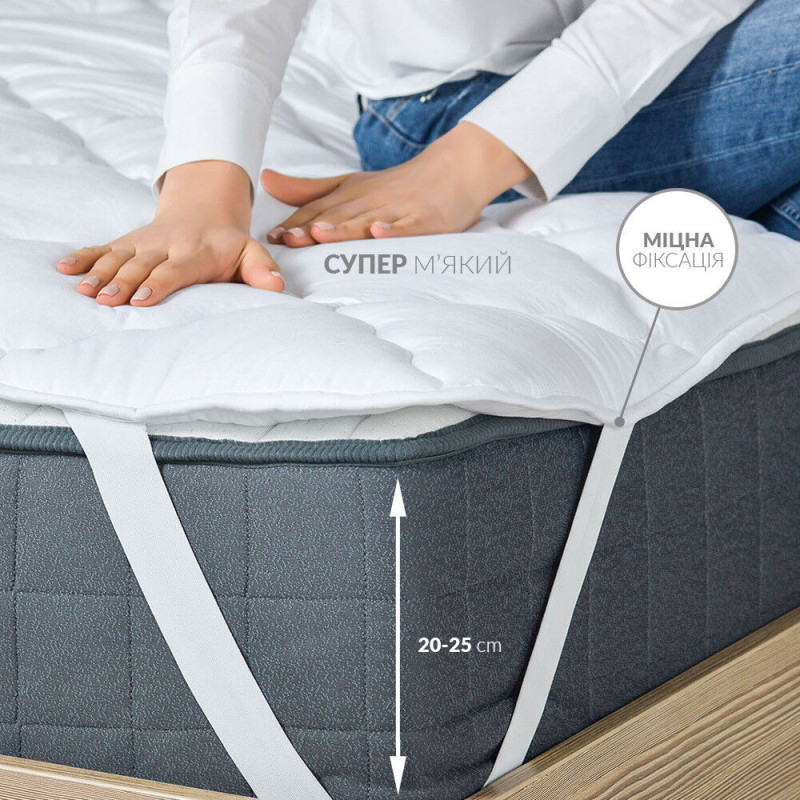 Наматрацник 120х200 см Comfort IDEIA з гумками по кутах супер щільний пл 250 гр/м2 антиалергенний білий