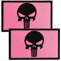 Набір шевронів 2 шт з липучкою Череп Карателя мотиватор Punisher рожевий 5х8 см вишитий патч нашивка шеврон