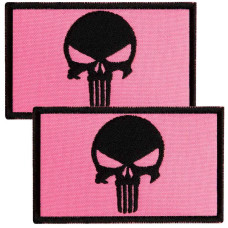 Набір шевронів 2 шт з липучкою Череп Карателя мотиватор Punisher рожевий 5х8 см вишитий патч нашивка шеврон