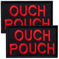 Набір шевронів 2 шт з липучкою Ouch Pouch 5x8 см червоний вишитий патч шеврон нашивка