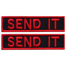 Набір шевронів 2 шт. з липучкою Send it червоний 10x2,5 см вишитий патч шеврон нашивка