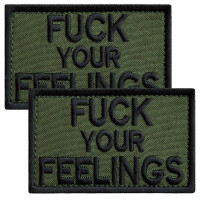 Набір шевронів 2 шт. з липучкою Fuck Your Feelings 5х8 см хакі, вишита патч нашивка, шеврон