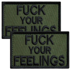 Набір шевронів 2 шт. з липучкою Fuck Your Feelings 5х8 см хакі, вишита патч нашивка, шеврон