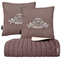 220х240 cm Bedspread and 2 Embroidered Decorative Pillows IDEIA, Reversible, Durable Quilting
