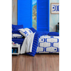 Постільна білизна Eponj Home - Geo Mavi блакитний ранфорс євро