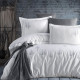 Постільна білизна Dantela Vita сатин з вишивкою - Pamira beyaz-antrasite біло-сірий євро