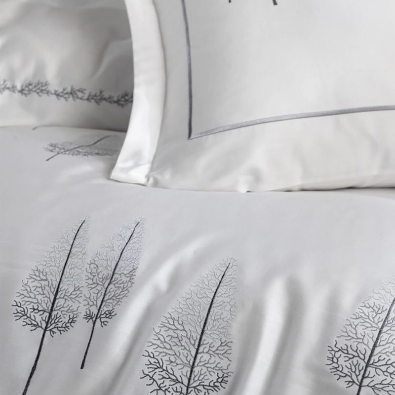 Постільна білизна Dantela Vita сатин з вишивкою - Pamira beyaz-antrasite біло-сірий євро