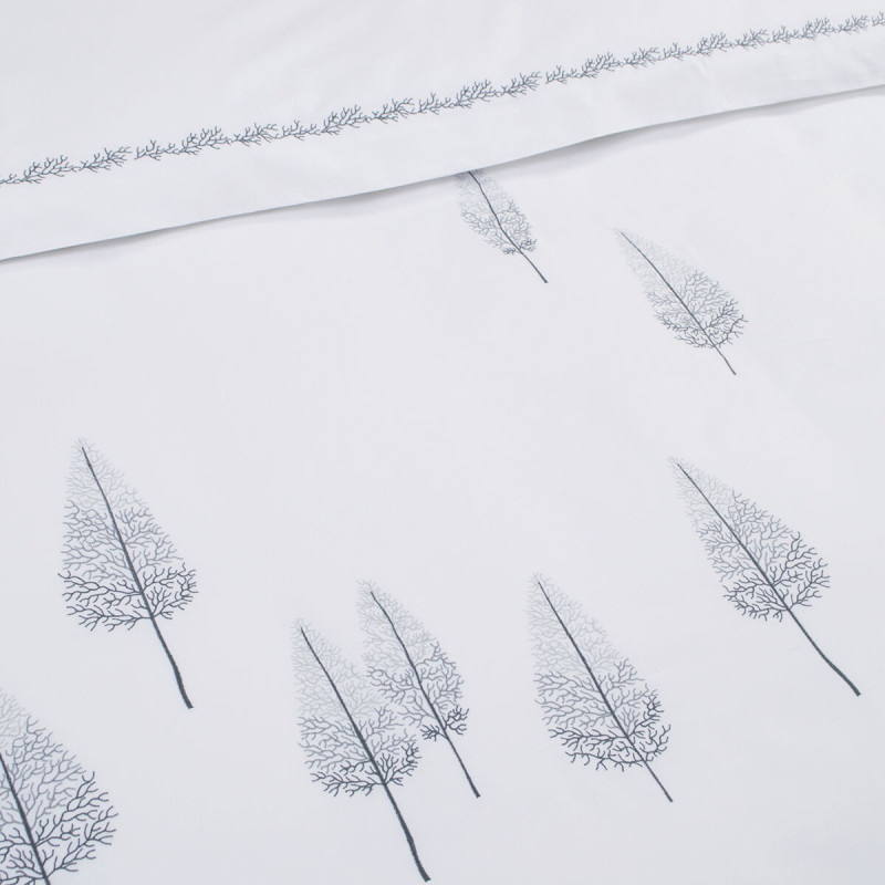 Постільна білизна Dantela Vita сатин з вишивкою - Pamira beyaz-antrasite біло-сірий євро