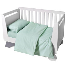 Комплект постільної білизни в ліжечко дитячий PAPAELLA, набір постільної з вишивкою, бавовна м'ята