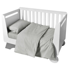 Комплект постільної білизни в ліжечко дитячий PAPAELLA, набір постільної з вишивкою, бавовна сірий