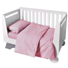 Комплект постільної білизни в ліжечко дитячий PAPAELLA, набір постільної з вишивкою, бавовна рожевий