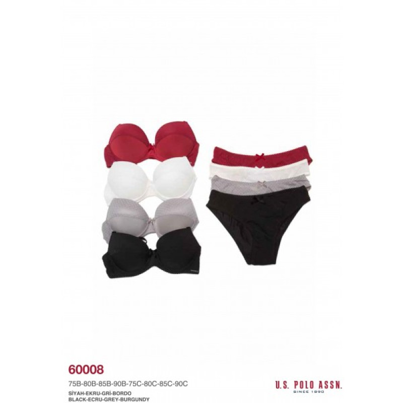 Нижня білизна US Polo Assn - Бюстгалтер+мінібікіні 60008 сірий 75В-36р.