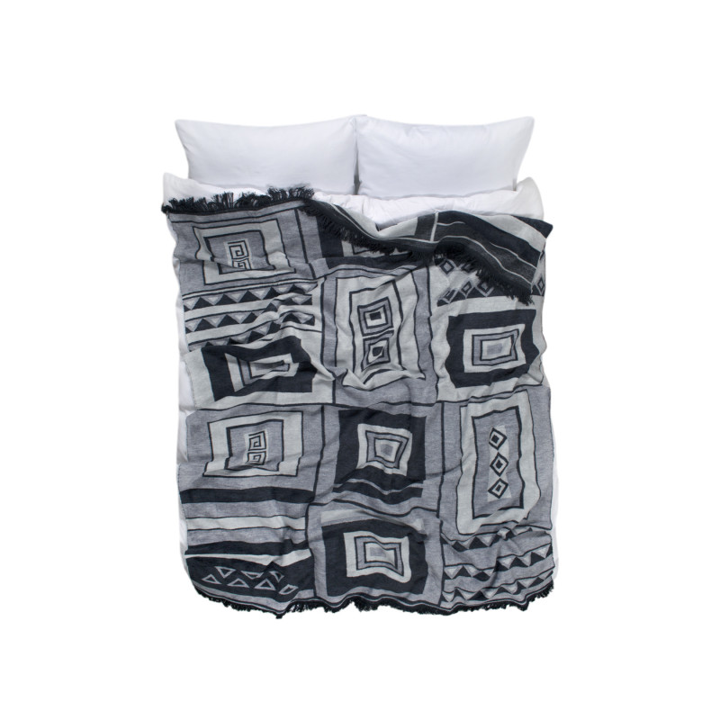 Плед Lotus Home - Black & White бавовна 150*200