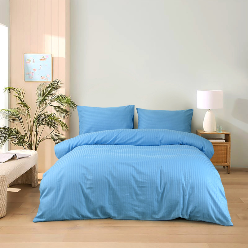 Постільна білизна Lotus Готель - Сатин Страйп блакитний 1*1 євро (Туреччина)