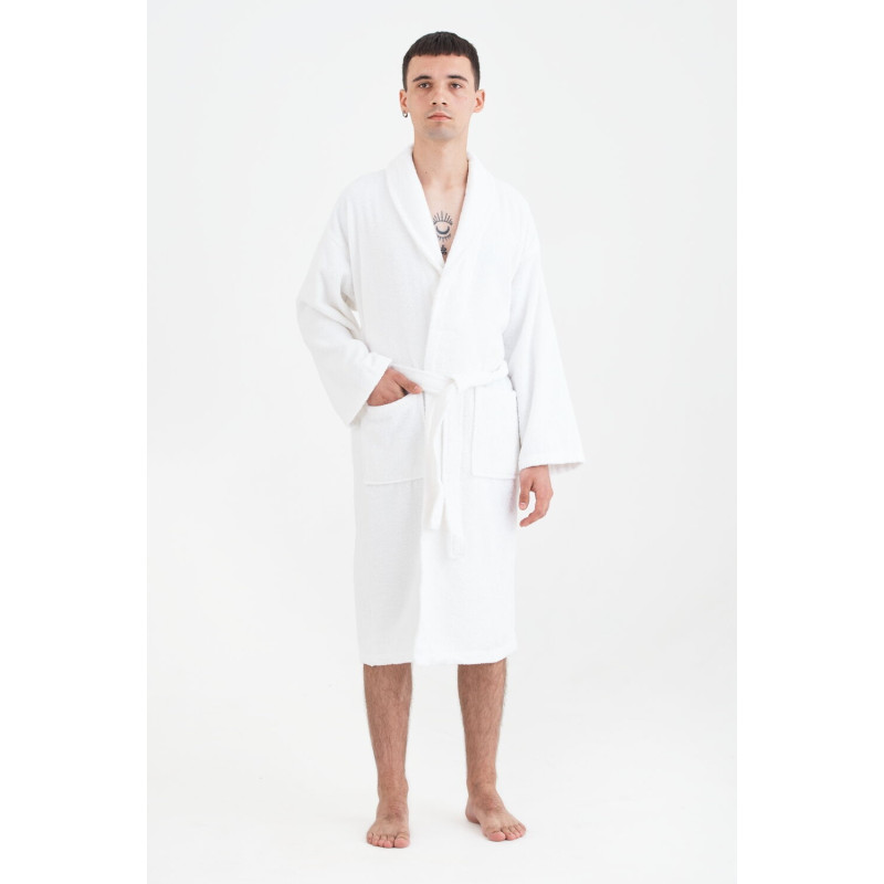 Халат махровий unisex Lotus Home - Basic Line white 2XL
