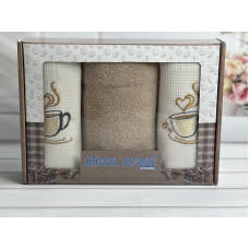 Suvari kofe 002 3в1 40х60см., набір рушників (махра / вафелька). (41218)