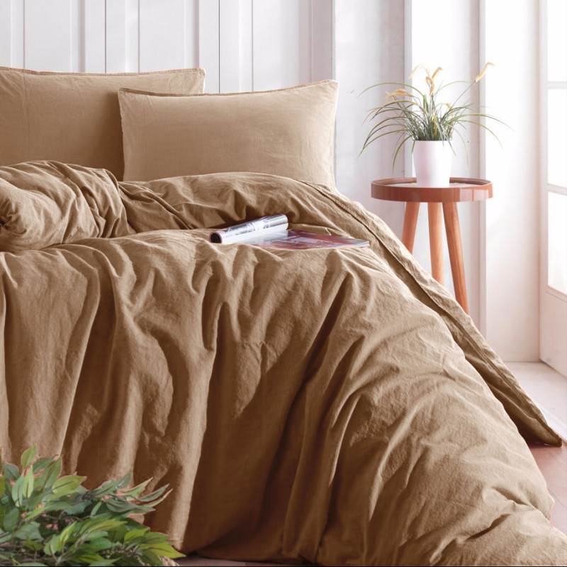 Комплект постільної білизни SoundSleep Stonewash євро 200х220 см бежевий (93593007)